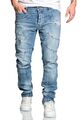 Herren Männer Regular Straight Fit Destroyed Design Jeans Hose R7029