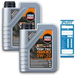 2x 1 Liter Liqui Moly Motorenöl Motoröl Top Tec 4200 5W-30 2 L Oil Öl Oel 3706