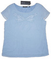ZERO Bluse Gr.42 hell blau Stickerei Chiffon Shirt Kurzarm ++Neu++