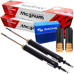2x Magnum Technology Stoßdämpfer + Service-Kit Hinten für BMW 1 E81 E82 E87 E88