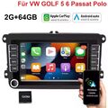 64G CarPlay Autoradio Android 13 GPS Navi RDS Für VW Golf 5 6 Passat Touran Polo