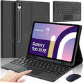 Hülle mit Bluetooth QWERTZ Tastatur Maus für Samsung Galaxy Tab S9 FE S9 S8 S7