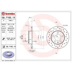 2x Bremsscheibe BREMBO 08.7165.1X passend für AUDI SEAT SKODA VW VW (FAW)