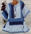 ITALY Shirt Tunika Bluse Top Oversize Baumwolle Gerade Blau XXL 50 52 54