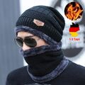 Beanie Mütze und Loop Schal Set Strickmütze Fellmütze Damen Herren 2 teilig warm