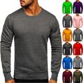 Sweatshirt Pullover Langarmshirt Rundhals Basic Sport Herren Mix BOLF Unifarben