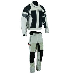 Herren Motorrad Adveture Textil Jacke und Hose Grau Motorrad Touring Kombi Neu 