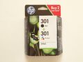 Original HP 301 Tintenpatronen Schwarz, Gelb, Cyan, Magenta, 2-Pack Set OVP Neu