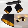 Stoff Schwarz/Gold Wohn Schlaf Zimmer Leuchte Flur Strahler Vintage Decken Lampe