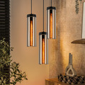 GBLY E27 Pendelleuchte Rund/Gerade Hängelampe mit Rauchgrau Glasschirm Esszimmer