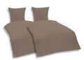 4 tlg Uni Bettwäsche 135 x 200 cm nougat taupe Einfarbig Mikrofaser Garnitur Set