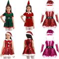 Weihnachten Kleid Mädchen Weihnachtself Kleid mit Mütze Weihnachtsmann Kostüm