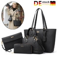 Taschen Set 4-tlg Handtasche Damentasche 4in1 Shopper Clutch Kunstleder