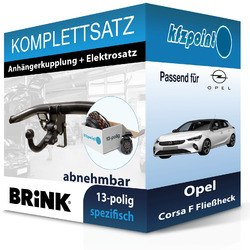 Für Opel Corsa F Fließheck 19- BRINK Anhängerkupplung abnehmbar + 13polig E-SatzBRINK abnehmbar 680800 & ECS ELECTRONICS