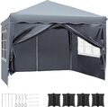 Pavillon Faltpavillon 3x3m Wasserdicht mit 4 Seitenteilen und Fenstern Partyzelt