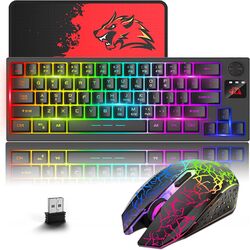 60% kabellose Gaming-Tastatur und Maus, RGB Hintergrundbeleuchtung für PC Laptop