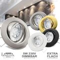 LED Einbau Strahler 230V 5W opt dimmbar Set flach Spots Decken schwenkbar DECORA