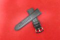 Watch strap leather 24mm lugs with silver buckles black (A31)