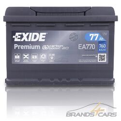 EXIDE AUTOBATTERIE 12V 77Ah STARTERBATTERIE 760A EA770 PREMIUM CARBON BOOSTSOFORT EINSATZBEREIT-PREIS ENTHÄLT 7,50 € BATTERIEPFAND