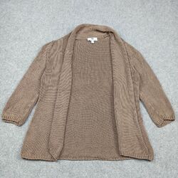 Peter Hahn Damen Offene Strickjacke DE 40 GB 14 Brown Baumwolle Cover-Up Pulli L