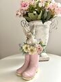 Clayre&Eef Hase in Gummistiefel, Blumen, Ostern, Dekoration, Landhausstil 