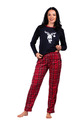 Schlafanzug Damen Lang Weihnachts Pyjama 100% Baumwolle Zweiteiliges Set Langarm