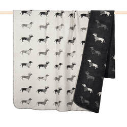 Pad home Wohndecke Kuscheldecke Dackel Hunde Grau Tiere Decke Wendeoptik 150x200