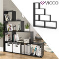 Treppenregal ASYM Schwarz Raumteiler Regal Bücherregal Standregal VICCO 