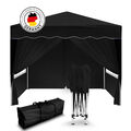 Falt Pavillon 100% WASSERDICHT 4 Seiten Dach 3x3m Garten Zelt Pavillion Schwarz