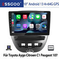 Android 13 Carplay Autoradio 4+64G Kamera Für Toyota Aygo Peugeot 107 Citroen C1