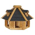 Vogelhaus mit Futtersilo, natur, Kiefernholz, Ø 50 x H 33 cm