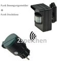 Funk Set AUßEN PIR Bewegungsmelder Batteriebetrieb 230V Steckdose IP44 Neu