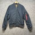 Alpha Industries MA1 Flyers Jacket Men’s M Navy Lined Zip Pockets Tag Collared