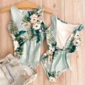 Vintage Blumen Retro Einteilig Badeanzug Sexy Rückenfrei Monokini Bademode Damen