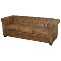 vidaXL Chesterfield 3-Sitzer Sofa Polstersofa Couch Ledersofa Lounge Braun