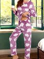 Damen Schlafanzug Pyjama Winter Fleece Kuschelig Flauschig Warm Weich Frauen Set