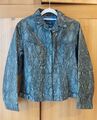 Schicke Lederjacke Biker Schnitt Blau Grün Vintage mit Brusttasche