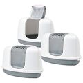 3er Sparpack Katzentoilette Katzenklo Katzen-WC Eck-Toilette NESTOR CORNER grau