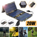 20W Faltbar Solarpanel Solarmodul Power Bank Handy USB Ladegerät Camping Wandern