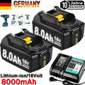 2X Original 18V 8,0Ah Akku Für Makita BL1850 BL1830 BL1860 Led Anzeige/Ladegerät