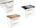 Gold Weiß Unterschrank 80 Schubladen Waschtisch Lackiert Wandschrank Glamour Set