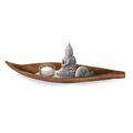 Buddha Figur Zen Garten Set Stein Grau Sand Deko Feng Shui mit Holz Schale Kerze