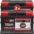 2x Solarbatterie 110AH 12V 24V AGM GEL Batterie Wohnmobil Boot Schiff Akku 220Ah