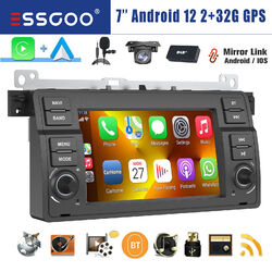 DAB+ Autoradio Android 12 Carplay GPS BT MIK KAM Für BMW 3er E46 318 320 325 M3