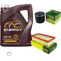 MANN-FILTER Inspektionspaket MANNOL 5L Energy 5W-30 für KIA Rio II 1.4 16V 1.6 W