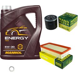 MANN-FILTER Inspektionspaket MANNOL 5L Energy 5W-30 für KIA Rio II 1.4 16V 1.6 W