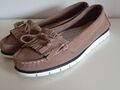 Damen Slipper hellbraun /cognac mit weißer Sohle Leder Gr 40 wie neu