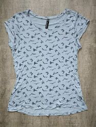 Blind Date Casual Damen T-Shirt Gr.L Rauch-Blau, Vögel, Maritim, Viskose