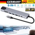 USB C Hub 8 in 1 Adapter 4K HDMI USB 3.0 Micro SD RJ45 Ethernet Netzwerk Macbook