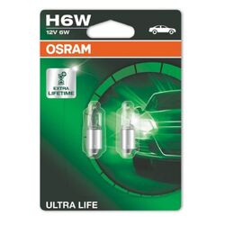 Glühlampe OSRAM H6W Ultra Life 12V/6W, 2 Stück [B]